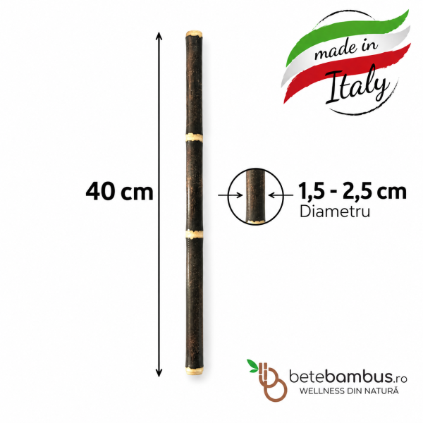 Bat din bambus pentru masaj 40 cm - SUBTIRE - (1,5 - 2,5 cm grosime), Negru